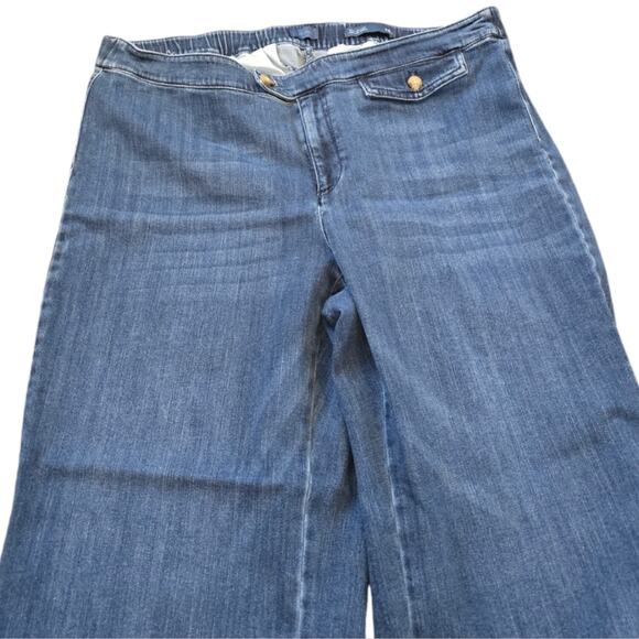 J. Jill Wide Leg Cropped Jeans, Denim Culottes, High Rise, Blue, Stylish - Picture 4 of 7